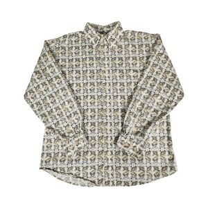 Indigo Joe Mens Patterned Button Down Shirt Long Sleeve Cotton Size Medium